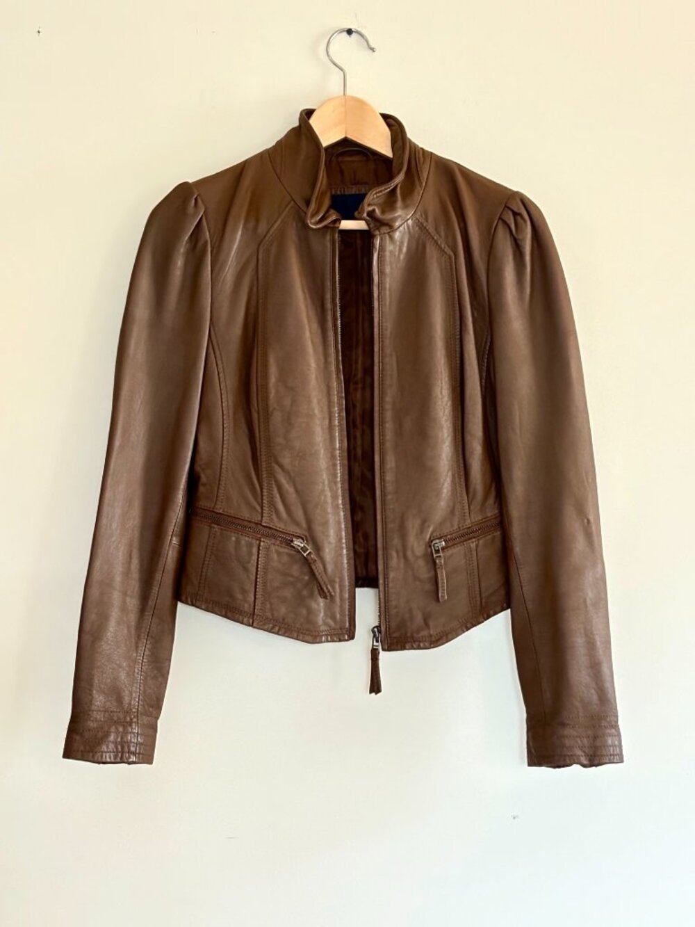Zara Basic Brown Lamb Leather Jacket | Size Medium | 100% Leather